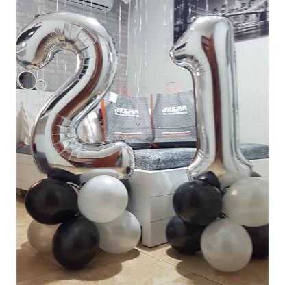בלוני מספרים על מעמד בלונים עיצוב מושלם ליום הולדת שמח המציין את גיל החוגג מרגש ומפתיע