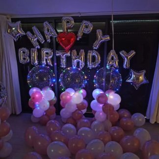 ליום הולדת מרגש במיוחד חדר מעוצב בבלונים עם אורות לד